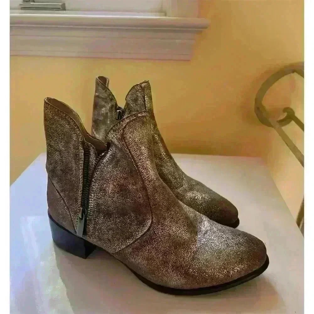 Seychelles Lucky Penny Ankle Boots Women's 8 Silver Distressed Leather